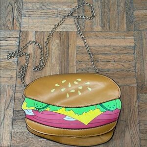 Quirky Burger Design Tan Crossbody Bag